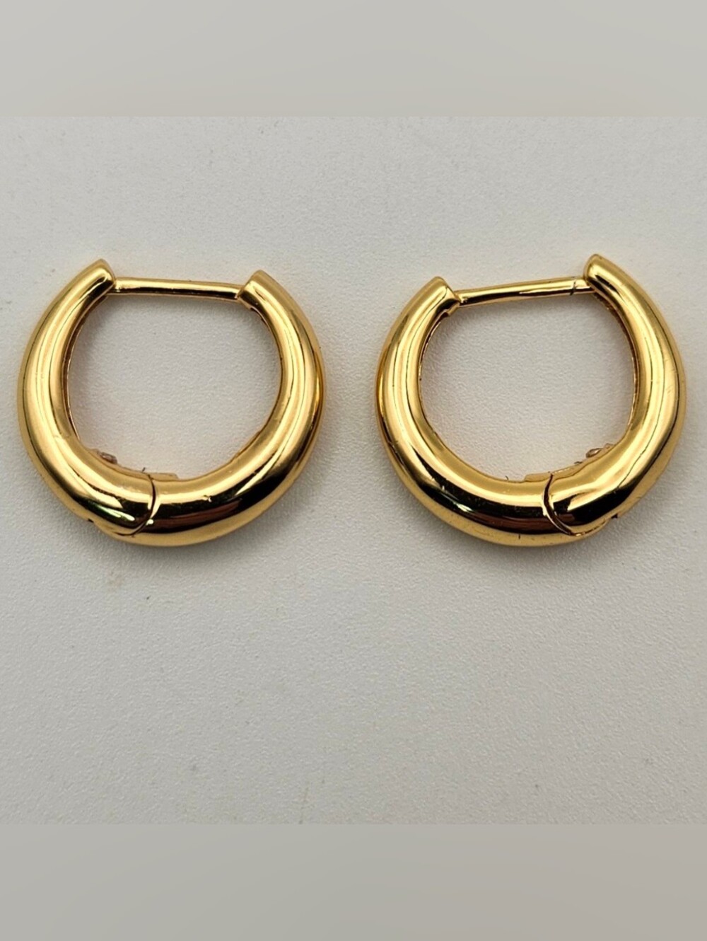 925 Sterling Silver Gold Plated Chunky Huggie Hoop Earrings Hinged Clicker Taper